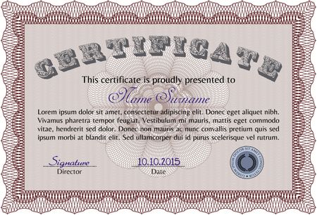 Certificate of achievement template. Vector pattern that is used in currency and diplomas.Printer friendly. Complex design. 