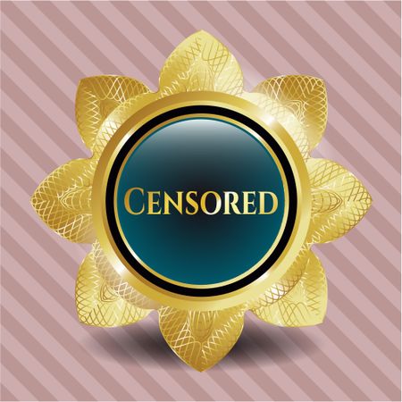 Censored gold shiny badge