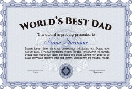 Sample Diploma. Frame certificate template Vector.With complex linear background. Superior design. 