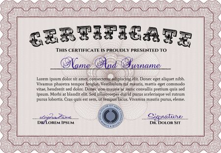 Diploma template or certificate template. With background. Vector pattern that is used in currency and diplomas.Good design. 