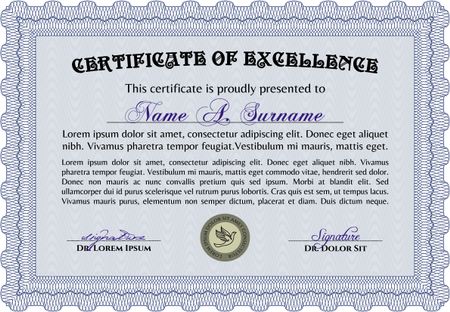 Certificate. With complex background. Money style.Lovely design. 