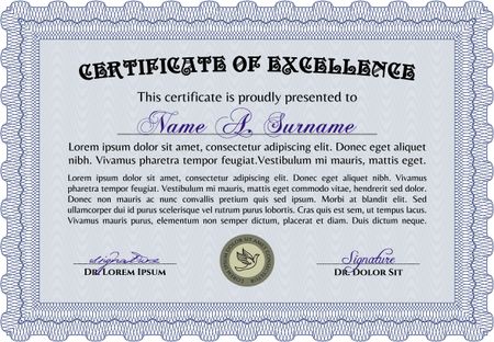 Certificate. With complex background. Money style.Lovely design.