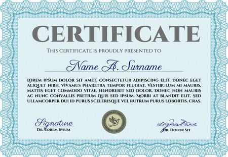 Sample Certificate. Vector certificate template.Modern design. With complex background.