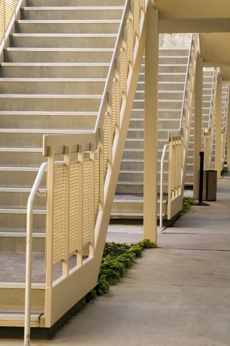 Identical staircases on college campus