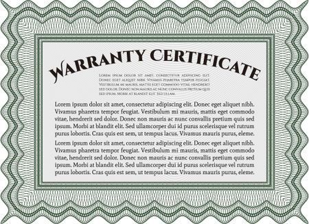 Sample Warranty template. With sample text. Perfect style. Complex frame design. 