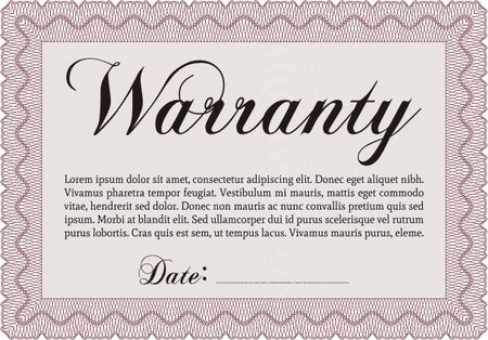 Warranty Certificate. Complex frame design. With background. Very Customizable. 