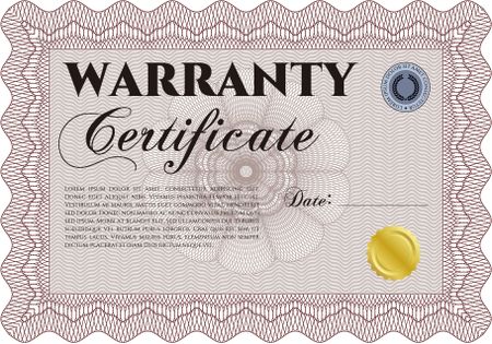 Sample Warranty certificate. With complex background. Complex border design. Very Customizable. 