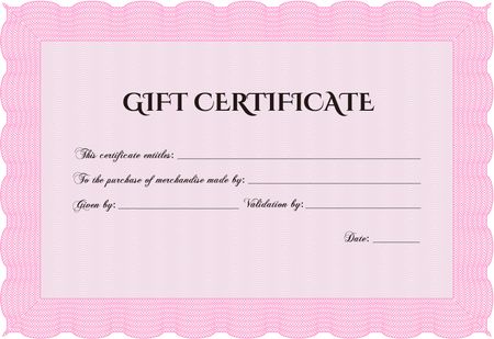 Vector Gift Certificate. With complex background. Nice design. Customizable, Easy to edit and change colors.