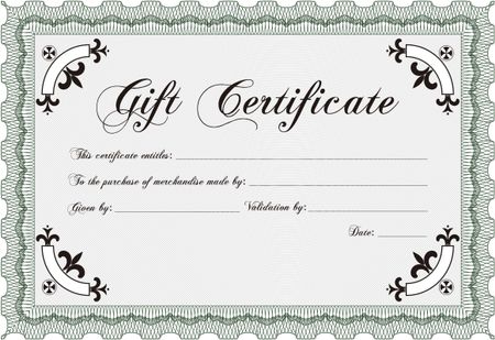 Gift certificate. With guilloche pattern and background. Vector illustration.Lovely design.