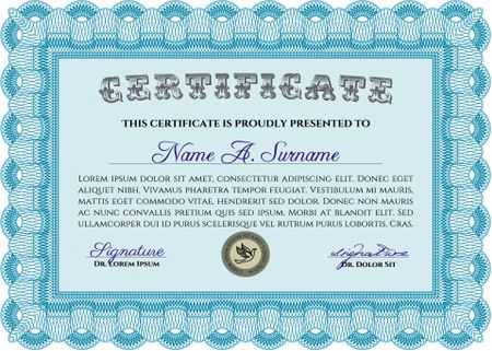 Certificate of achievement template. Superior design. Vector pattern that is used in currency and diplomas.Printer friendly. 