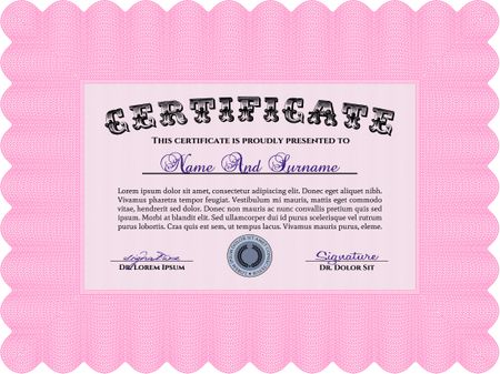 Sample Certificate. Vector illustration.Sophisticated design. With quality background. 