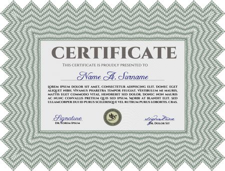 Sample certificate or diploma. Printer friendly. Money style.Good design. 