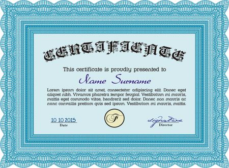 Sample Diploma. With guilloche pattern. Customizable, Easy to edit and change colors.Cordial design. 