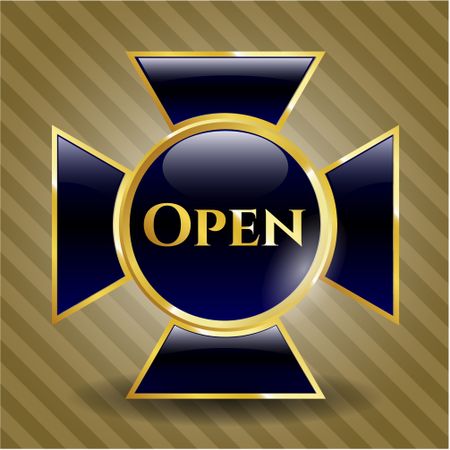 Open gold shiny emblem
