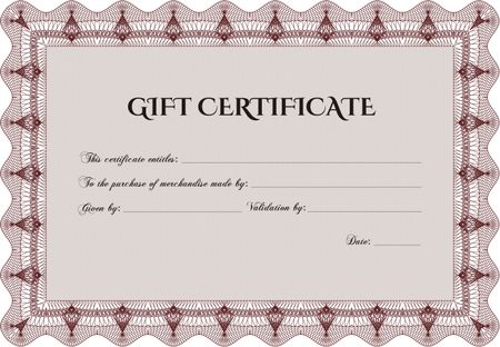 Retro Gift Certificate template. With linear background. Excellent design. Vector illustration.
