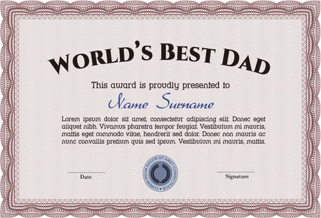 World's Best Father Award Template. Customizable, Easy to edit and change colors.With background. Excellent design. 