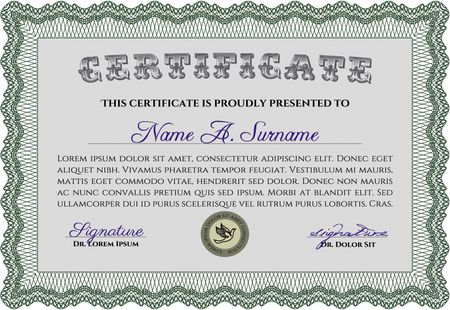 Sample certificate or diploma. Vector pattern that is used in money and certificate.Excellent design. With quality background. 