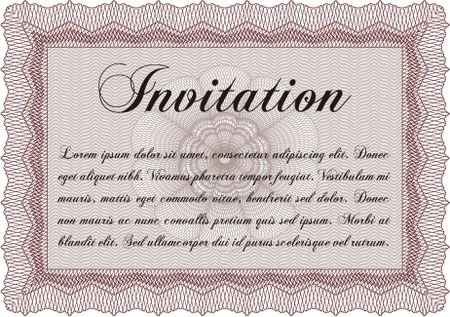 Retro vintage invitation. Artistry design. Detailed.With complex linear background. 