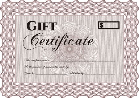 Retro Gift Certificate template. With guilloche pattern and background. Customizable, Easy to edit and change colors.Superior design. 