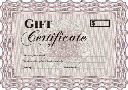 Retro Gift Certificate template. With guilloche pattern and background. Customizable, Easy to edit and change colors.Superior design.