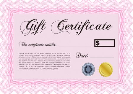 Formal Gift Certificate. Border, frame.With great quality guilloche pattern. Retro design. 