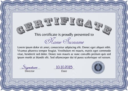 Certificate. With complex background. Complex design. Vector pattern that is used in currency and diplomas.