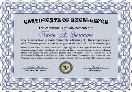 Diploma. Frame certificate template Vector.Cordial design. Printer friendly. 