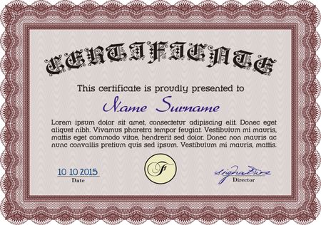 Diploma template. Good design. With quality background. Money style.