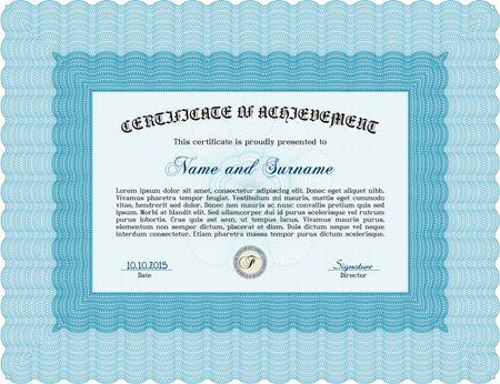 Sample Diploma. Complex design. Frame certificate template Vector.With complex linear background. 