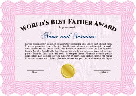 Best Father Award Template. Good design. Printer friendly. Vector illustration.