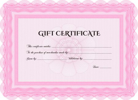 Gift certificate. With complex linear background. Detailed.Excellent complex design. 