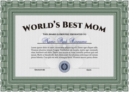 World's Best Mother Award Template. Retro design. Vector illustration.Complex background. 