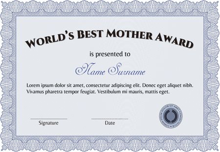 Award: Best Mom in the world. With background. Complex design. Vector illustration.