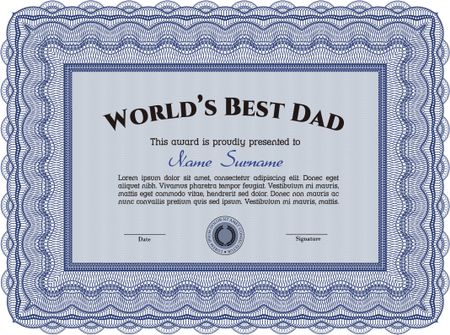 Best Father Award Template. With linear background. Customizable, Easy to edit and change colors.Excellent complex design. 