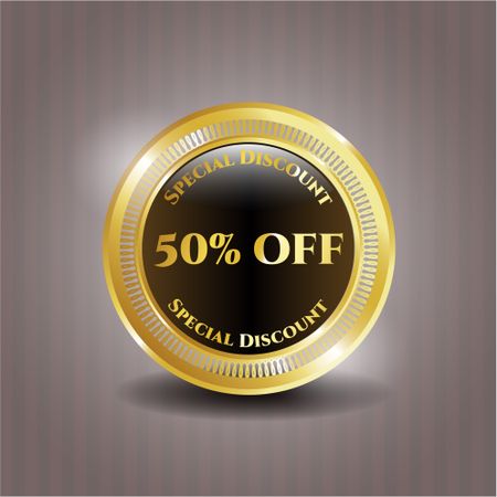 50% Off gold shiny badge