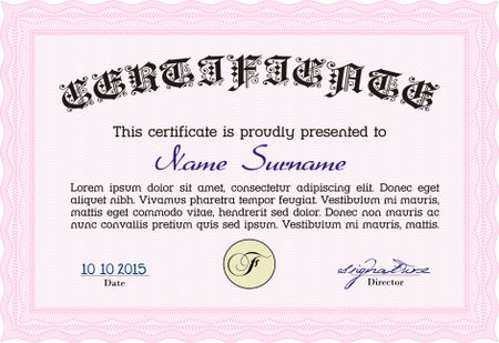 Sample Certificate. Money style.Easy to print. Artistry design. 
