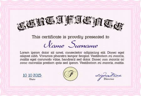 Sample Certificate. Money style.Easy to print. Artistry design.