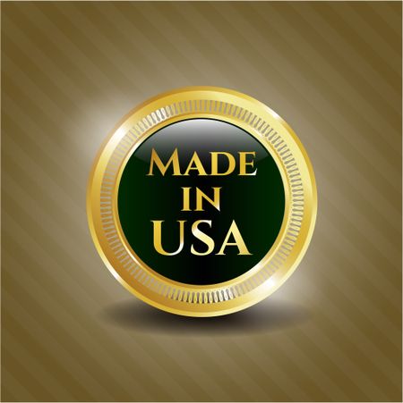 Made in USA gold shiny badge