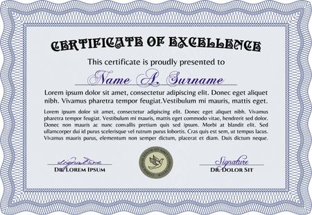 Certificate or diploma template. Vector pattern that is used in money and certificate.With background. Artistry design.