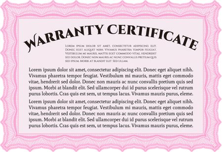 Warranty Certificate template. It includes background. Very Customizable. Complex border. 