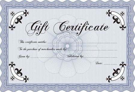 Vector Gift Certificate template. Border, frame.With complex background. Nice design. 