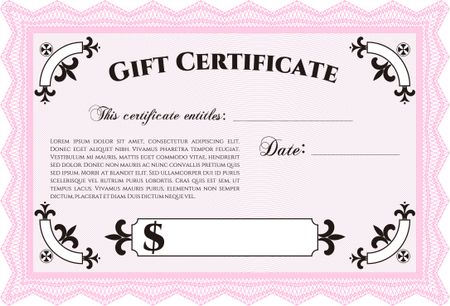 Gift certificate. Detailed.Complex design. With background. 