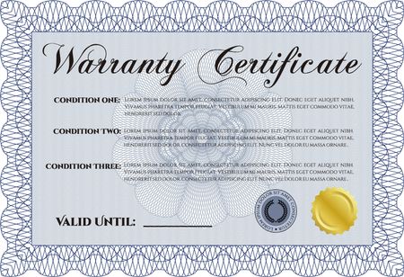 Template Warranty certificate. Complex frame. Very Customizable. With background. 