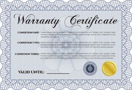 Template Warranty certificate. Complex frame. Very Customizable. With background.