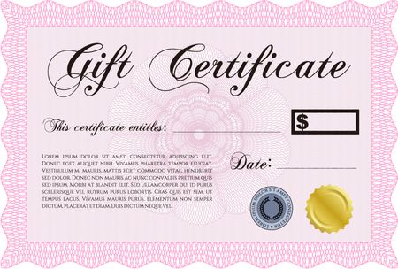 Vector Gift Certificate template. Customizable, Easy to edit and change colors.Lovely design. With guilloche pattern. 