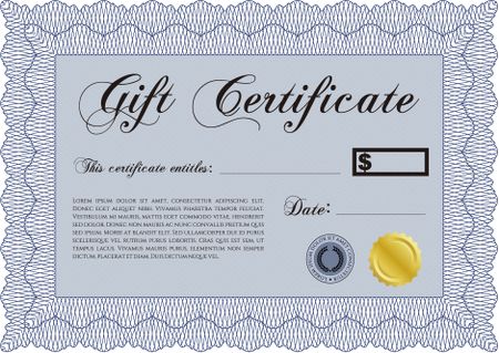 Retro Gift Certificate template. With guilloche pattern. Artistry design. Detailed.
