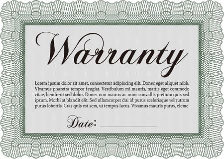 Sample Warranty certificate. Easy to print. Very Detailed. Complex frame. 