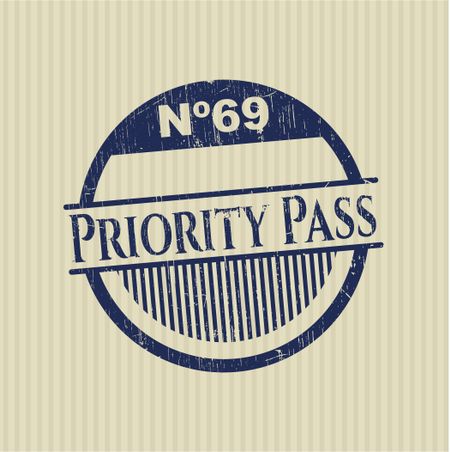 Priority Pass rubber grunge stamp