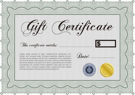 Gift certificate template. Lovely design. Customizable, Easy to edit and change colors.With great quality guilloche pattern. 