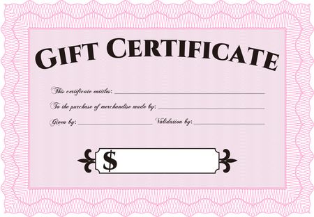 Gift certificate template. Superior design. Customizable, Easy to edit and change colors.With great quality guilloche pattern. 